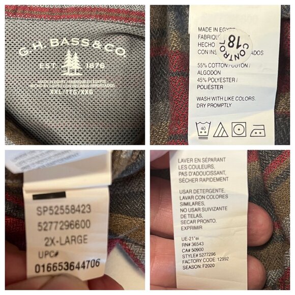 NWT G.H. Bass & Co Striped Button-Up Shirt 2X-Large Red/Gray Long Sleeve Casual - Picture 11 of 16